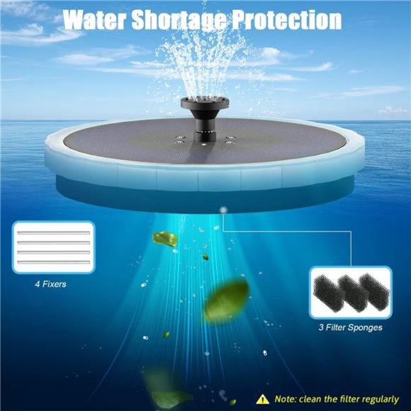 Solar Fountain,4W Solar Powered Bird Bath Fountains with 4000 Battery,LED Lights - Picture 5 of 6